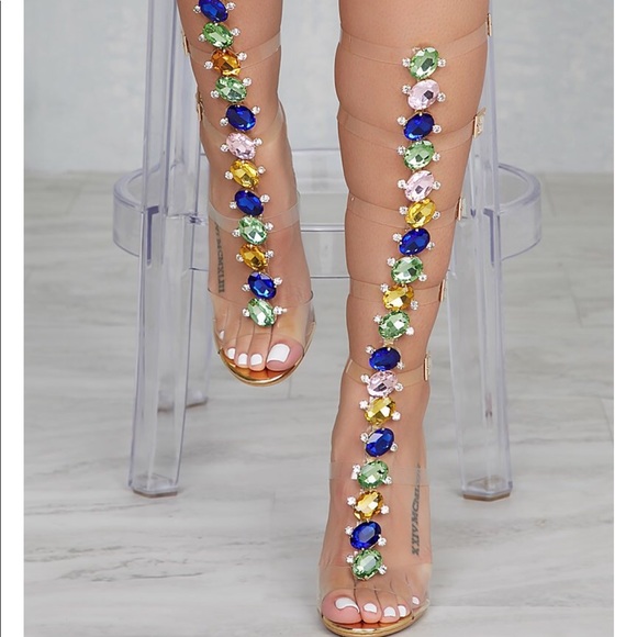 Rhinestone Clear Heels - Picture 1 of 4